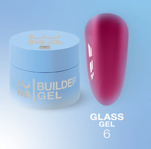 Вітражний гель для нарощування Glass gel №6, 15 мл 22548 фото