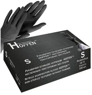 Рукавички нітрилові ЧОРНІ HOFFEN (S), 100шт/уп 1234344 фото