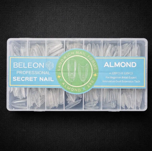 Подвійні верхні форми Сендвіч для нарощування нігтів BELEON 240 штук ALMOND Мигдаль 1234876 фото