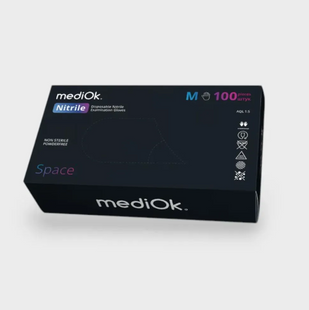 Рукавички нітрилові чорні MediOk, розмір M, 100 шт/уп 056512 фото