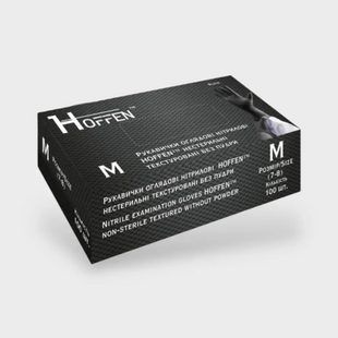 Рукавички нітрилові ЧОРНІ HOFFEN М, 100 шт/уп 0001254 фото